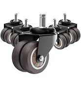 ASHGOOB 2 Inch Low Profile Office Chair Casters 650 lbs, Dual-Wheel TPR Rubber Wheels with Electr...
