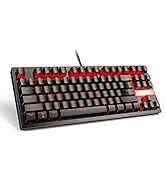 Mechanical Gaming Keyboard RGB LED Red Backlit Wired Keyboard with Blue Switches, Compact Keyboar...
