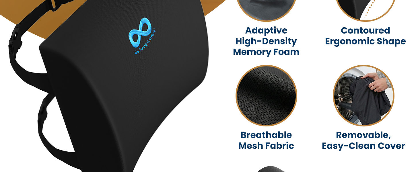 Lumbar Support Pillow Office Chair Memory Foam Back Cushion Car Seat Posture