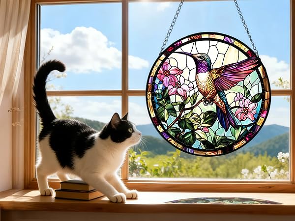 stained glass window hanging