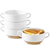 Hasense Soup Bowls with Handle, 24 Ounce Ceramic French Onion Soup Crocks, White Christams Servin...