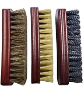 Ponward 3 Pcs Shoe Cleaning Brush Set with Horsehair, Boar and Nylon Bristles, Wooden Sneaker Cle...