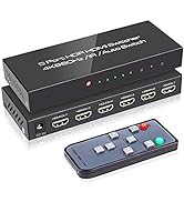 (Newest Version) ROOFULL 5 Port 4K HDMI Switch with Remote Premium 5 in 1 Out UHD 4K@60Hz HDMI 2....