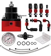 TEMSONE Adjustable Fuel Pressure Regulator Set Universal EFI FPR with 30-70 Psi Gauge 6AN - 6AN F...