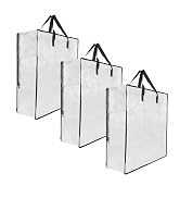 3 Pack Clear Storage Bags with Zipper and Handles