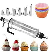 FANTEXY Dessert Decorating Syringe Set, Icing Piping Kit Stainless Steels Cake Decorating Tools 6...