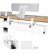 Univivi No Drill Under Desk Cable Management Tray, 36" Cord Organizer for Table, Clamp/Screw Moun...