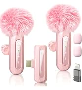 Uewpv Pink Wireless Mini Microphone for iPhone 15/16/17, iPad, Android, Wireless Lavalier Microph...