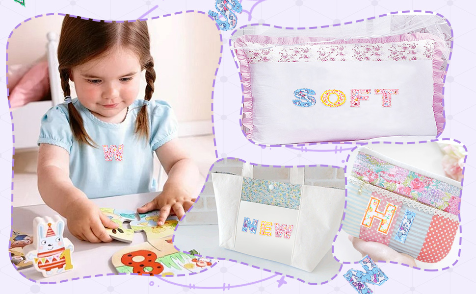 52pcs floral letter patches