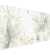 HUADO Desk Mat Large Mouse Pad, Floral XXL Keyboard Mat Non-Slip Waterproof Desk Pad, Full Desk P...