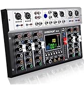 Professional 6-Channel DJ Audio Mixer for Karaoke & Podcasting, Bluetooth Mixing Console with USB...