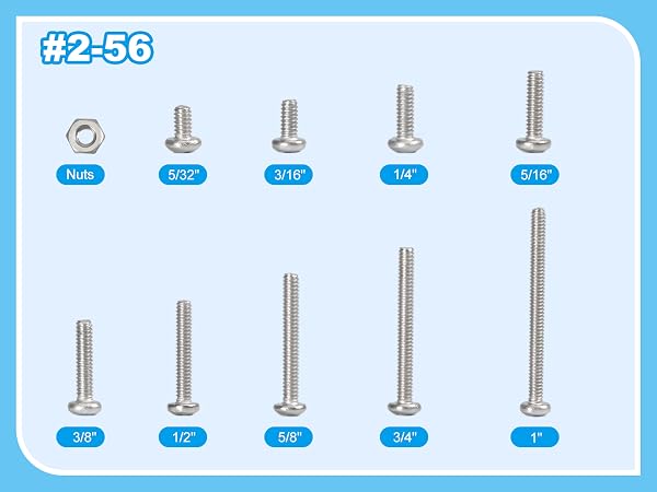 #2-56 Phillips Pan Head Machine Screws Nuts Washers Assortment Kit,