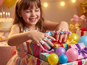 PASEMM 24pcs Little Girl Jewel Rings