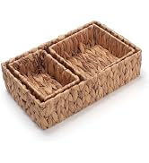 Water Hyacinth Storage Basket for Organizing Natural Wicker Baskets for Shelves Pantry Bathroom S...