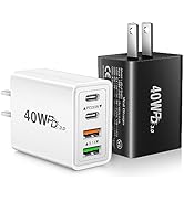 USB C Charger Block, 40W 4-Port USB C Wall Charger, 2 Pack Fast Charging Block Dual Port PD Power...