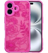 XIZYO for iPhone 16 Plus Case Cute Floral, Hot Pink | Girly Women Flower Rose Aesthetic Pattern, ...