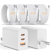 Susnwere 3port 100W C Wall Charger, 65W USB C Fast Charger and 4Pack 3/6/10/10FT Long USBC Quick ...