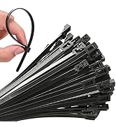 100Pcs 8 Inch Heavy Duty Industrial Zip Toes 40lbs Tensile Strength Releasable Black Tie Wraps Re...