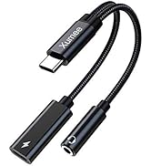 Xumee USB Type C to 3.5mm Headphone and Charger Adapter,2-in-1 USB C to Aux Audio Jack Hi-Res DAC...