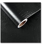 CRE8TIVE Black Crocodile Textured Peel and Stick Removable Faux Leather Wallpaper Self Adhesive A...
