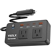 200W Car Power Inverter - YSOLX Dual DC 12V to 110V AC Car Outlet Adapter to Wall Plug, 24W Fast ...
