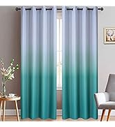 Yakamok Thermal Insulated Grommet Window Drapes Gradient Color Ombre Curtains Room Darkening Pane...