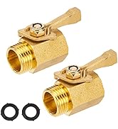 JOEJET Garden Hose Shut Off Valve, Heavy Duty Brass Shut Off Valve for Garden Hose with 2 Rubber ...