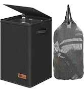 Simple Houseware Foldable Laundry Hamper Basket with Lid and Removable Bag, Black