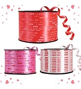 BEISHIDA Valentine Ribbon, Red White Pink Curling Ribbon, Balloon String Printed I Love You 3 Rol...