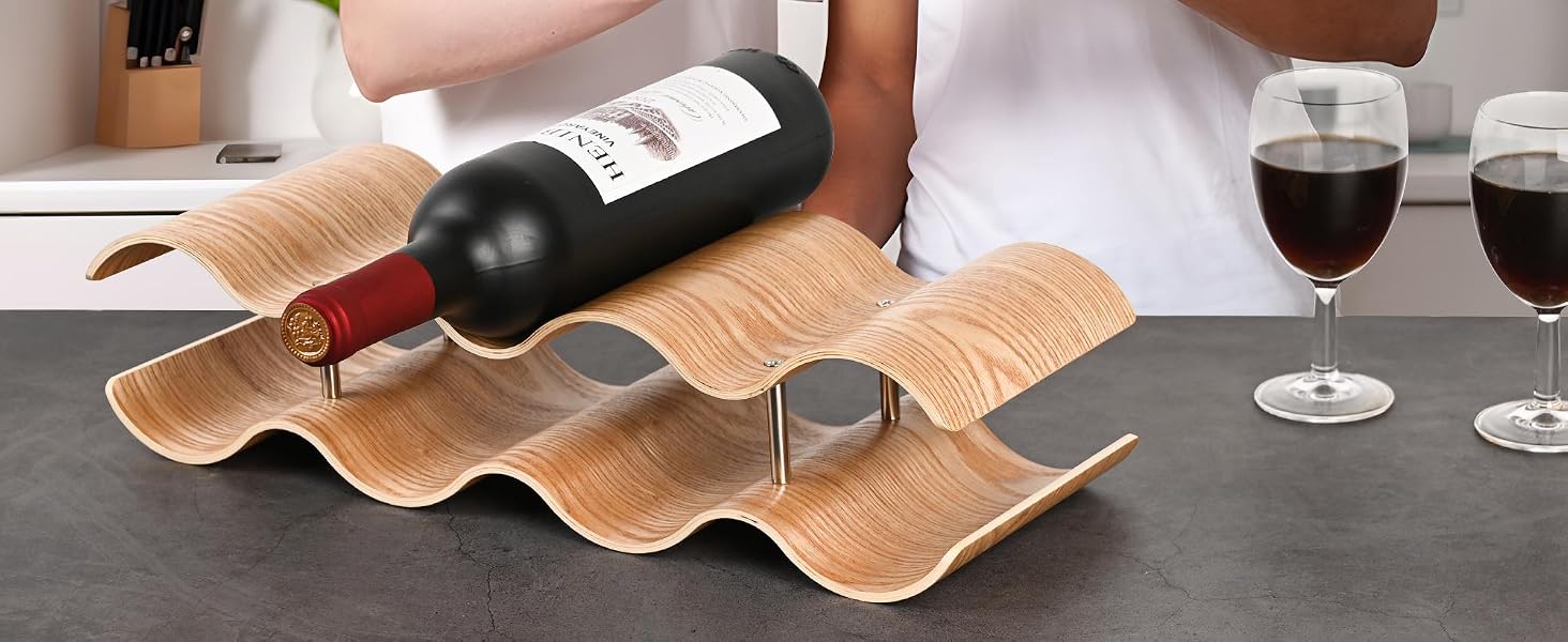 2 Tier Wooden Countertop Wine Rack