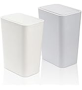Fasmov Trash Can 2 Pack 7.5 Liter / 2 Gallon Plastic Garbage Container Bin with Press Top Lid, Wa...