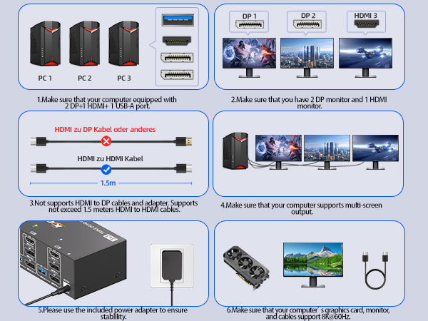 some points for kvm 3 computers