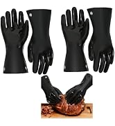 GAGAQI Insulated BBQ Gloves Heat Resistant/No Stiff for Grill/Cooking/Pit,Grilling Gloves,Meat Gl...