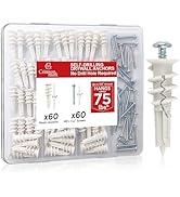 CrimsonMark 120Pcs #8 Self Drilling Drywall Anchors and Screws kit #8 x 1-1/4”- Superb Wall Ancho...