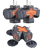 SURAIELEC 3 Way Plug Wall Adapter, 3 Pack Outdoor 1 to 3 Outlet Splitter, Multi Plug Outlet Exten...