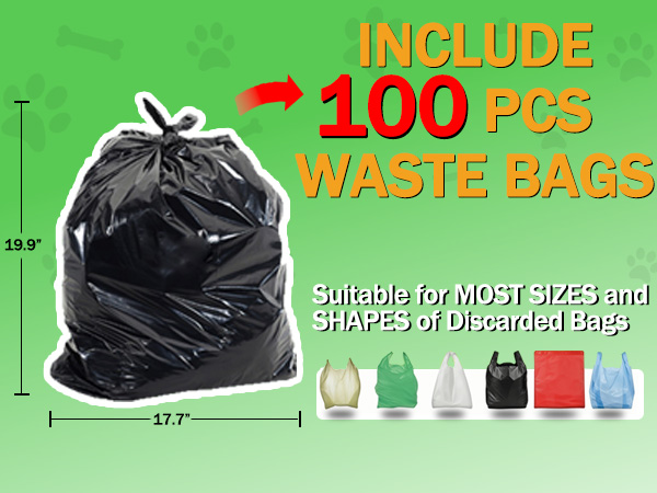 FUSBUNTY Dog Pooper Scooper Swivel Bin with 100 Waste Bags