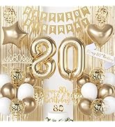 HILAVO 80th Birthday Decorations for Women, Champagne Gold Happy 80th Birthday Decorations, 80 Ye...