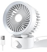 KinYiLO USB Desk Fan, Small Fans for Desktop, Strong Airflow Stepless Adjustable, Ultra Quiet Coo...