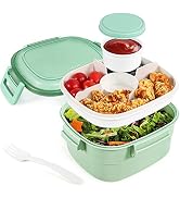 Caperci Superior Salad Container for Lunch To Go - Large 55-oz Salad Bowl Lunch Box Container wit...