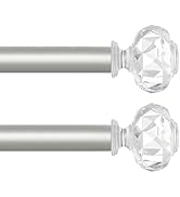 TVWOO 2 Pack Silver Curtain Rods 28 to 48 Inch,1 Inch Curtain Rod Set,Heavy Duty Single Window Cu...