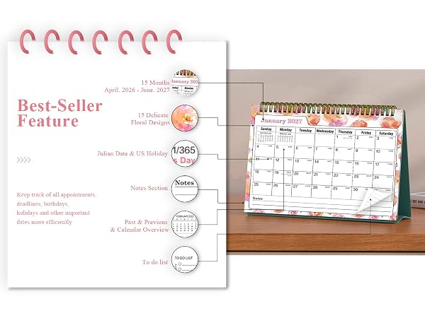 desk calendar 2026 standing flip desk calendar 2026-2027 calendar desktop calendar 2026 calendar