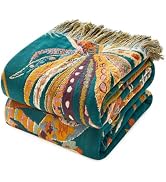 Boho Throw Blanket - 50"x60" Soft Cotton Throw Blanket Muslin Blankets for Bed, Reversible Lightw...