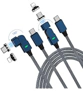 iAXBi Magnetic USB C Charger Cable, 2-Pack 6.6ft PD 100W(5A) 180° Rotatable Nylon USB C to USB C/...