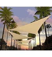 Amgo 8' x 8' x 8' Beige Sun Shade Sail Triangle Canopy - 95% UV Blockage, Water & Air Permeable A...