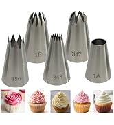 Large Piping Tips Set, Cake Decoration Tools | 5 Pieces Stainless Steel Cookie Decorating Kit, Pa...