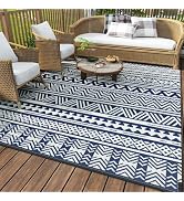 MontVoo-Outdoor Rug Carpet Waterproof 5x8 ft Reversible Patio Rug RV Camping Rug-Plastic Straw Ru...