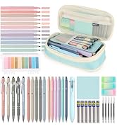 56PCS School Supplies Kit with Cute Pencil Case, 5 Ballpoint Pens with Stylus Tip, 12 Highlighter...