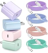 for iPhone 18 17 16 15 Charger Fast Charging 4 Pack 20W USB C Wall Charger | Charging Block with ...