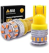 Alla Lighting T10 Wedge 168 194 LED Bulbs, Amber Yellow Super Bright 360° Side Marker Lights, Int...