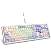 E-YOOSO Creamy Mechanical Keyboard Wired, Gasket Structure with Sound Dampening Foam, Led Backlit...